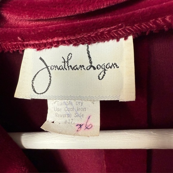 VTG 50s Jonathan Logan Velvet Dress Red Party Belt SZ 13/14 L Maxi Holiday Class - Picture 2 of 11